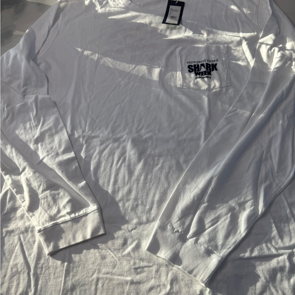 Vineyard Vines Shark Week White Long Sleeve Tee